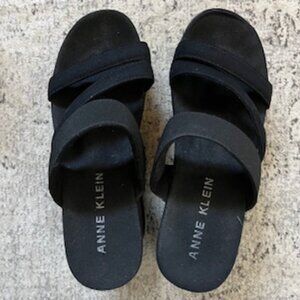 🧡3/15 Anne Klein Black Wedge Sandals Women's 7